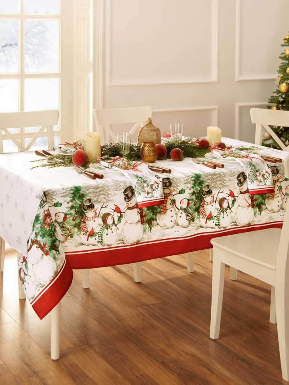 Elrene Snowman Winterland Holiday Tablecloth 60 x 84